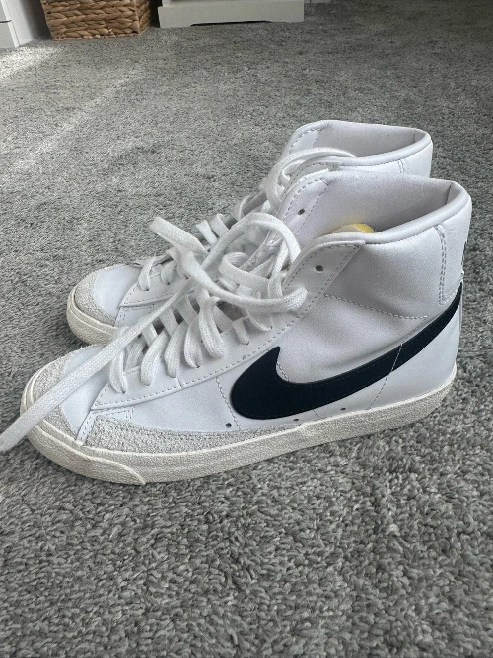 Nike White High-Top Sneakers with Suede Toe Caps